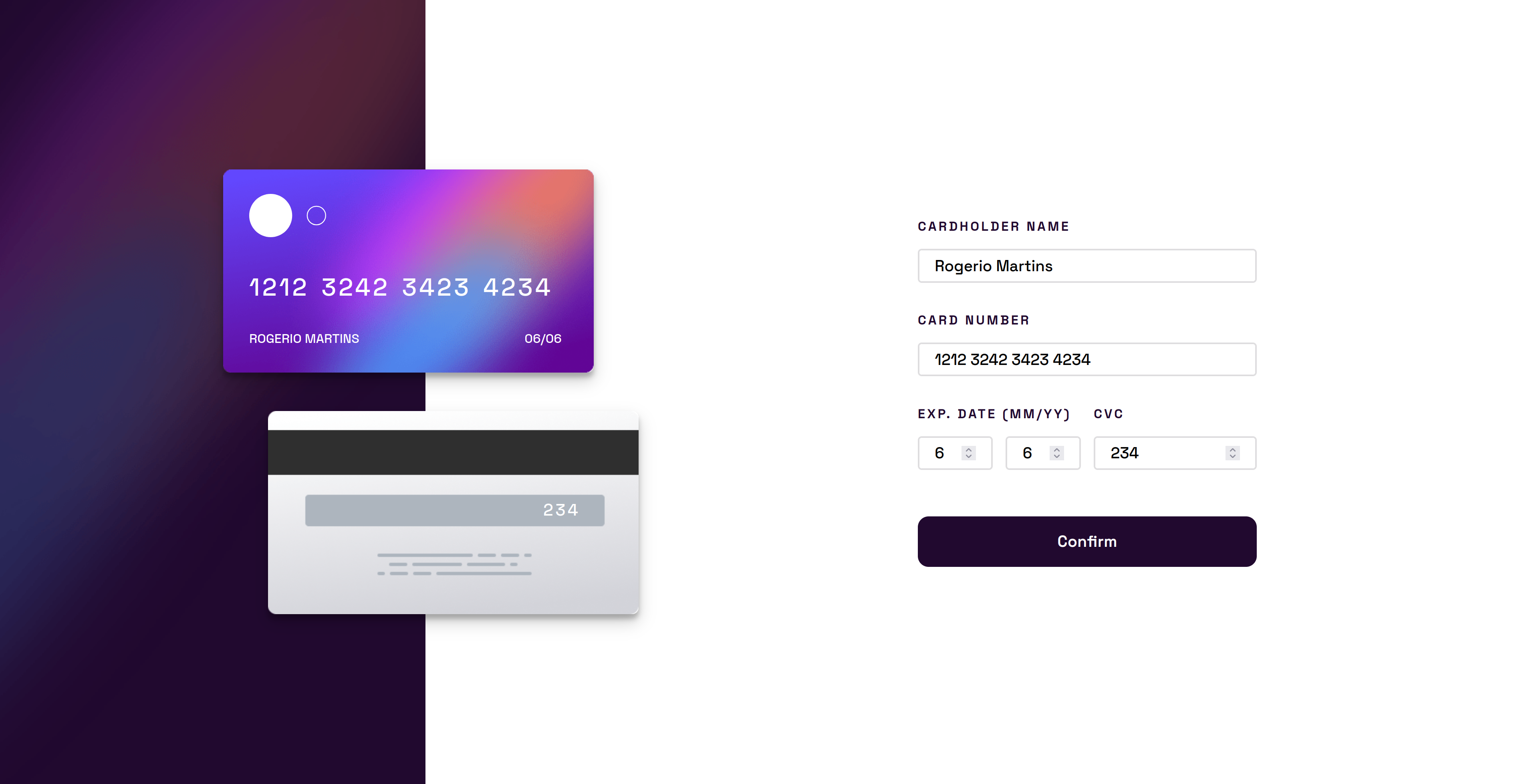 Interactive Card Details