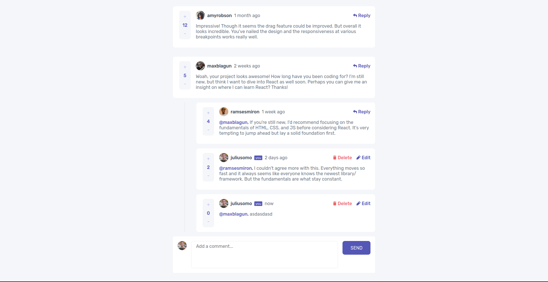 Interactive Comments Section